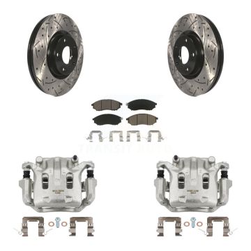 Front Brake Caliper Drill Slot Rotor Ceramic Pad Kit For INFINITI Nissan Murano G37 EX35 KCD-100049C