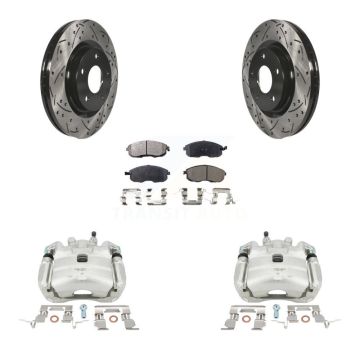 Front Brake Coated Caliper Drill Slot Rotor Semi-Metallic Pad Kit For Nissan Sentra Juke KCD-100051P