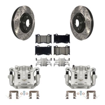 Front Brake Caliper Drill Slot Rotor Ceramic Pad Kit For INFINITI G37 With Brembo Brakes KCD-100053C