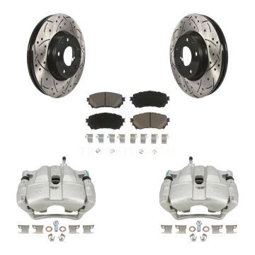 Front Disc Brake Coated Caliper Drilled Slotted Rotors And Ceramic Pads Kit For Mazda 6 KCD-100054C