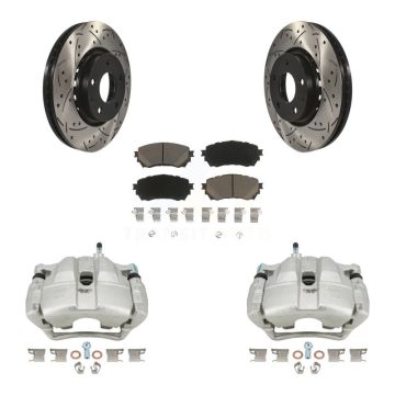 Front Brake Caliper Drill Slotted Rotors Ceramic Pad Kit For Mazda 6 Naturally Aspirated KCD-100055C