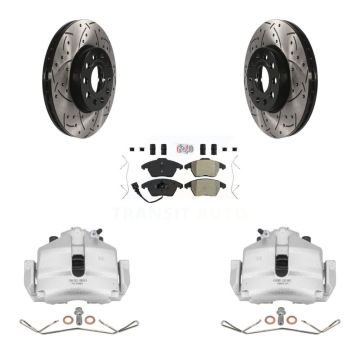 Front Brake Caliper Drill Slot Rotors Semi-Metallic Pad Kit For Volkswagen Jetta Golf A3 KCD-100057N