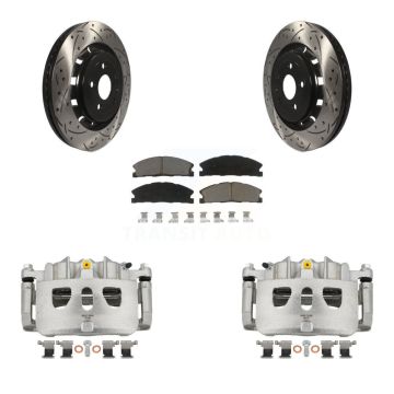 Front Brake Caliper Drill Slot Rotor Ceramic Pad Kit For Ford Explorer Flex Taurus Sedan KCD-100058C