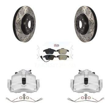 Front Brake Caliper Drill Slot Rotors Semi-Metallic Pad Kit For Volkswagen Jetta Golf A3 KCD-100058N