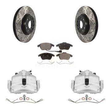 Front Brake Caliper Drill Slot Rotors Semi-Metallic Pad Kit For Volkswagen Jetta Golf A3 KCD-100061P