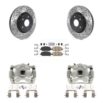 Front Disc Brake Coated Caliper Drilled Slotted Rotor And Ceramic Pad Kit For Honda CR-V KCD-100070N