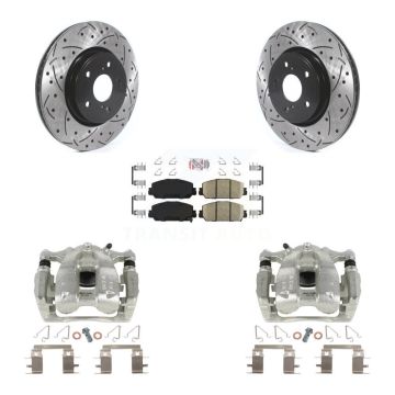 Front Disc Brake Coated Caliper Drilled Slotted Rotor And Ceramic Pad Kit For Honda CR-V KCD-100071N