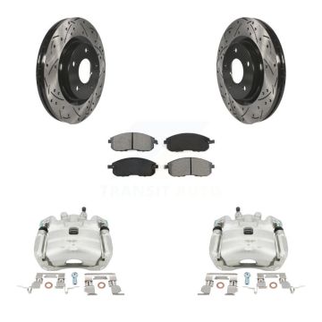 Front Brake Coated Caliper Drill Slot Rotor Semi-Metallic Pad Kit For Nissan Sentra Juke KCD-100076S