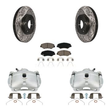 Front Brake Coated Caliper Drill Slot Rotors Ceramic Pad Kit For 2003-2011 Honda Element KCD-100077C