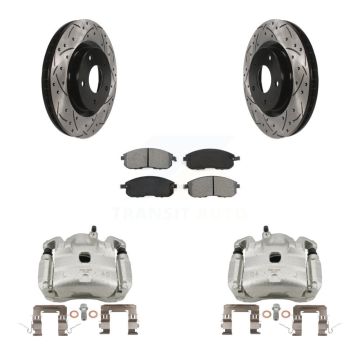 Front Disc Brake Coated Caliper Drill Slot Rotor Semi-Metallic Pad Kit For Nissan Sentra KCD-100077S