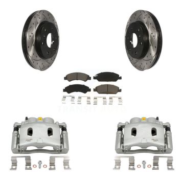 Front Brake Caliper Drill Slot Rotor Ceramic Pad Kit For Chevrolet GMC Silverado 1500 XL KCD-100080C
