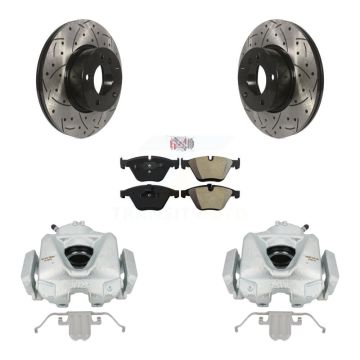 Front Brake Caliper Drill Slot Rotors Semi-Metallic Pad Kit For BMW 328i xDrive X1 328xi KCD-100080N