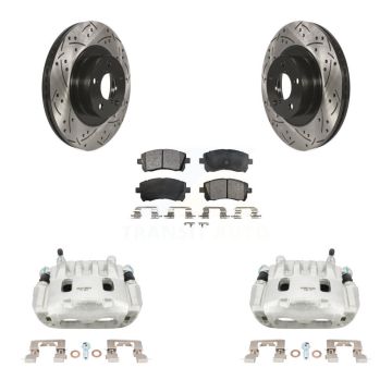 Front Brake Caliper Drill Slot Rotors Ceramic Pad Kit For 03 Subaru Impreza WRX To 06 02 KCD-100080T
