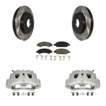 Front Brake Caliper Drill Slot Rotor Ceramic Pad Kit For 2016-2019 Chevrolet Suburban HD KCD-100081C
