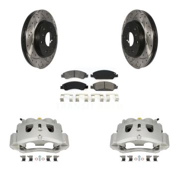 Front Brake Caliper Drill Slotted Rotors Semi-Metallic Pad Kit For Chevrolet Suburban HD KCD-100082S