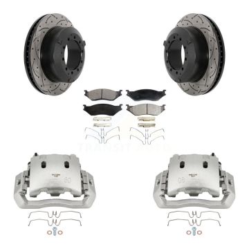 Front Brake Caliper Drilled Slot Rotor Semi-Metallic Pad Kit For International TerraStar KCD-100083P