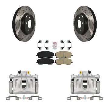 Front Brake Coat Caliper Drill Slot Rotor Ceramic Pad Kit For Dodge Chrysler 300 Charger KCD-100084N
