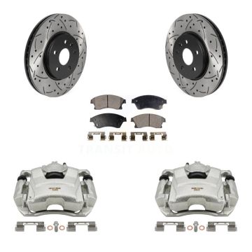Front Brake Caliper Drill Slot Rotors Semi-Metallic Pad Kit For 13-14 Chevrolet Sonic RS KCD-100084P