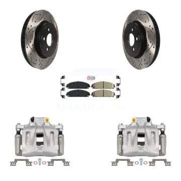 Front Brake Coat Caliper Drill Slot Rotor Ceramic Pad Kit For Chrysler 300 Dodge Charger KCD-100085N