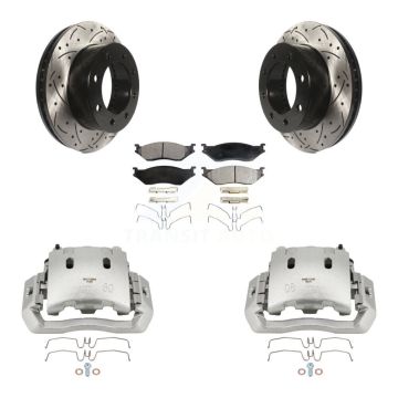 Front Brake Caliper Drill Slotted Rotors Semi-Metallic Pad Kit For Ford F-450 Super Duty KCD-100091P
