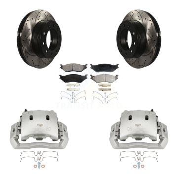 Front Brake Caliper Drill Slotted Rotors Semi-Metallic Pad Kit For Ford F-450 Super Duty KCD-100092P