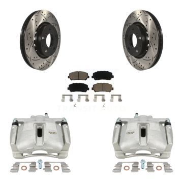 Front Disc Brake Coated Caliper Drilled Slotted Rotor And Ceramic Pad Kit For Mazda CX-5 KCD-100095C