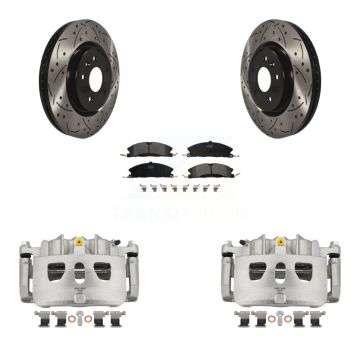 Front Brake Caliper Drill Slot Rotors Semi-Metallic Pad Kit For 2013 Ford Explorer Sport KCD-100095P
