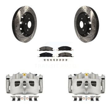 Front Brake Caliper Drill Slot Rotor Ceramic Pad Kit For Ford Explorer Flex Taurus Sedan KCD-100095T