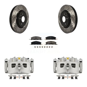 Front Brake Coated Caliper Drill Slot Rotor Ceramic Pad Kit For 2013 Ford Explorer Sport KCD-100096T