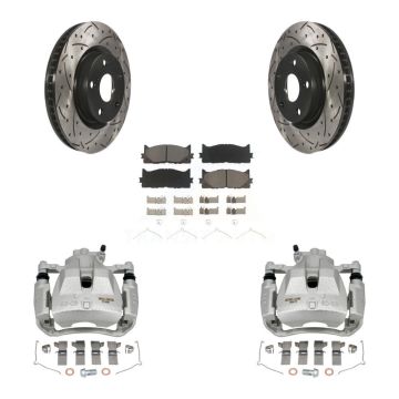 Front Brake Caliper Drill Slot Rotor Ceramic Pad Kit For Toyota Camry Lexus ES350 Avalon KCD-100097C