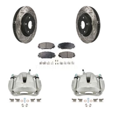 Front Brake Caliper Drill Slot Rotor Ceramic Pad Kit For Toyota RAV4 Matrix Pontiac Vibe KCD-100099T