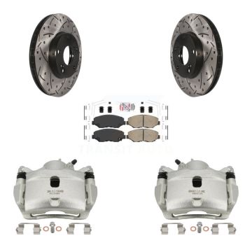 Front Brake Coat Caliper Drill Slot Rotor Ceramic Pad Kit For Honda Accord Fit Acura ILX KCD-100102N