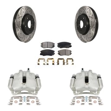Front Brake Caliper Drilled Slot Rotor Ceramic Pad Kit For Chevrolet Equinox GMC Terrain KCD-100102T