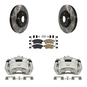 Front Brake Caliper Drilled Slot Rotor Ceramic Pad Kit For Chevrolet Cruze Sonic Limited KCD-100103N