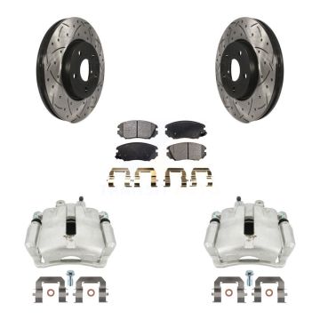 Front Brake Caliper Drill Slot Rotors Ceramic Pad Kit For Buick Regal LaCrosse Chevrolet KCD-100103T