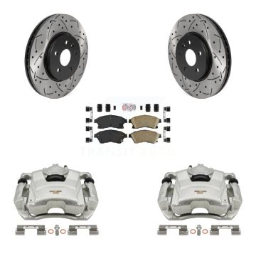 Front Brake Caliper Drill Slotted Rotor Ceramic Pad Kit For 2013-2014 Chevrolet Sonic RS KCD-100105N