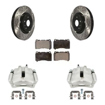 Front Brake Coat Caliper Drill Slot Rotor Ceramic Pad Kit For 2012-2013 Buick Regal 2.4L KCD-100105T