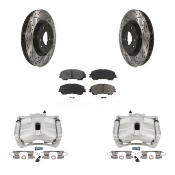 Front Brake Coated Caliper Drill Slot Rotor Semi-Metallic Pad Kit For Nissan Rogue Sport KCD-100106S