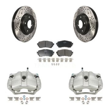 Front Disc Brake Coated Caliper Drilled Slotted Rotors Semi-Metallic Pad Kit For Mazda 6 KCD-100107P