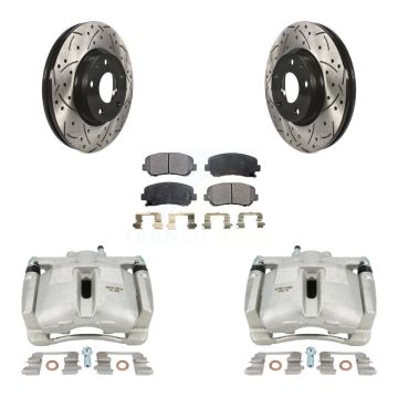 Front Brake Coated Caliper Drill Slotted Rotors Ceramic Pad Kit For 2013-2015 Mazda CX-5 KCD-100107T