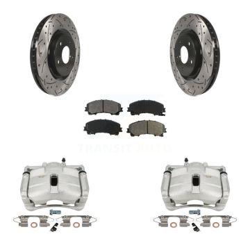 Front Disc Brake Coated Caliper Drill Slot Rotors Semi-Metallic Pad Kit For Nissan Rogue KCD-100108S