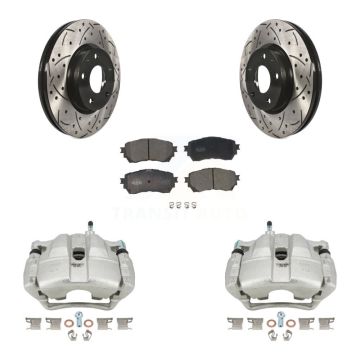 Front Disc Brake Coated Caliper Drilled Slotted Rotors And Ceramic Pads Kit For Mazda 6 KCD-100108T