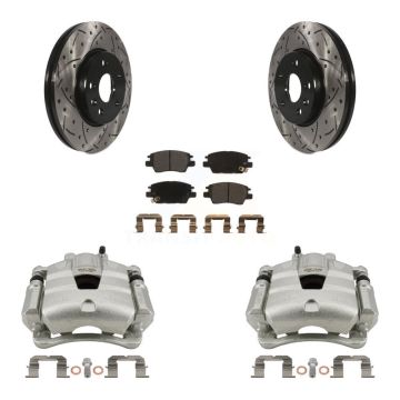 Front Brake Caliper Drilled Slot Rotor Semi-Metallic Pad Kit For Chevrolet Cruze Bolt EV KCD-100109P