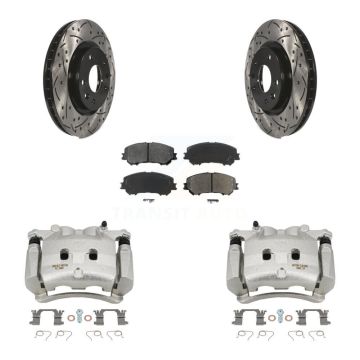 Front Disc Brake Coated Caliper Drill Slot Rotors Semi-Metallic Pad Kit For Nissan Rogue KCD-100109S