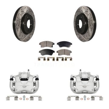Front Brake Coated Caliper Drilled Slot Rotor Ceramic Pad Kit For 2012-2013 Buick Verano KCD-100109T
