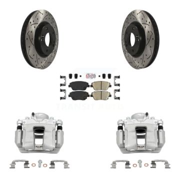 Front Brake Coat Caliper Drill Slot Rotors Ceramic Pad Kit For Hyundai Sonata Kia Optima KCD-100110N
