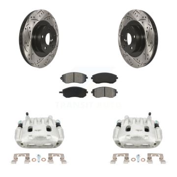 Front Brake Caliper Drilled Slot Rotor Semi-Metallic Pad Kit For Subaru Outback Forester KCD-100110S