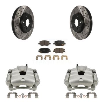 Front Brake Caliper Drill Slotted Rotor Ceramic Pad Kit For Chevrolet Cruze Bolt EV Volt KCD-100110T