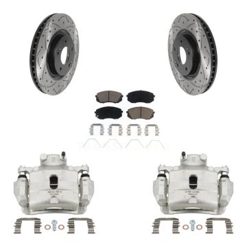 Front Brake Coat Caliper Drill Slot Rotors Ceramic Pad Kit For Hyundai Sonata Kia Optima KCD-100111C
