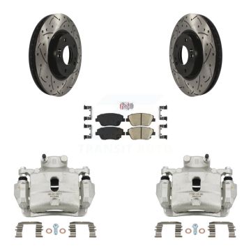 Front Brake Coated Caliper Drill Slot Rotor Ceramic Pad Kit For 2014 Hyundai Sonata 2.0L KCD-100111N